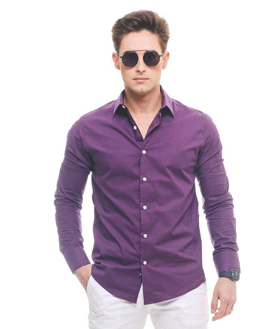 Camisa roxa social Clearance