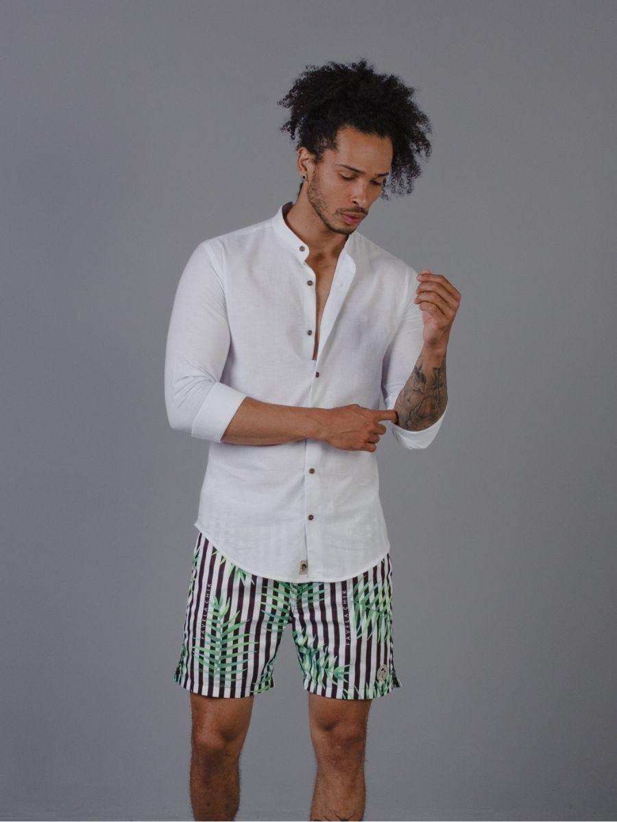 camisa linho masculina manga longa