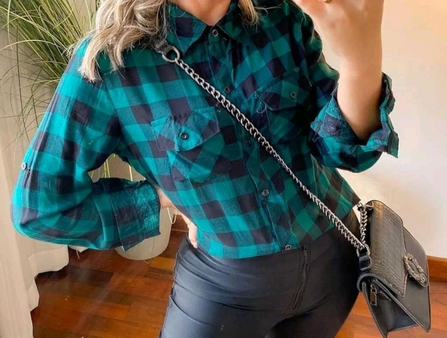 Camisa xadrez feminina best sale viscose