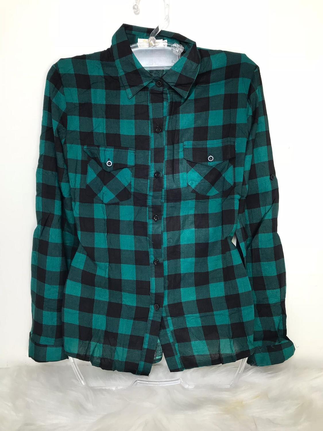 camisa xadrez verde feminina