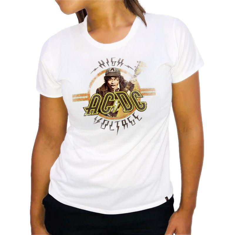 camisa ac dc feminina