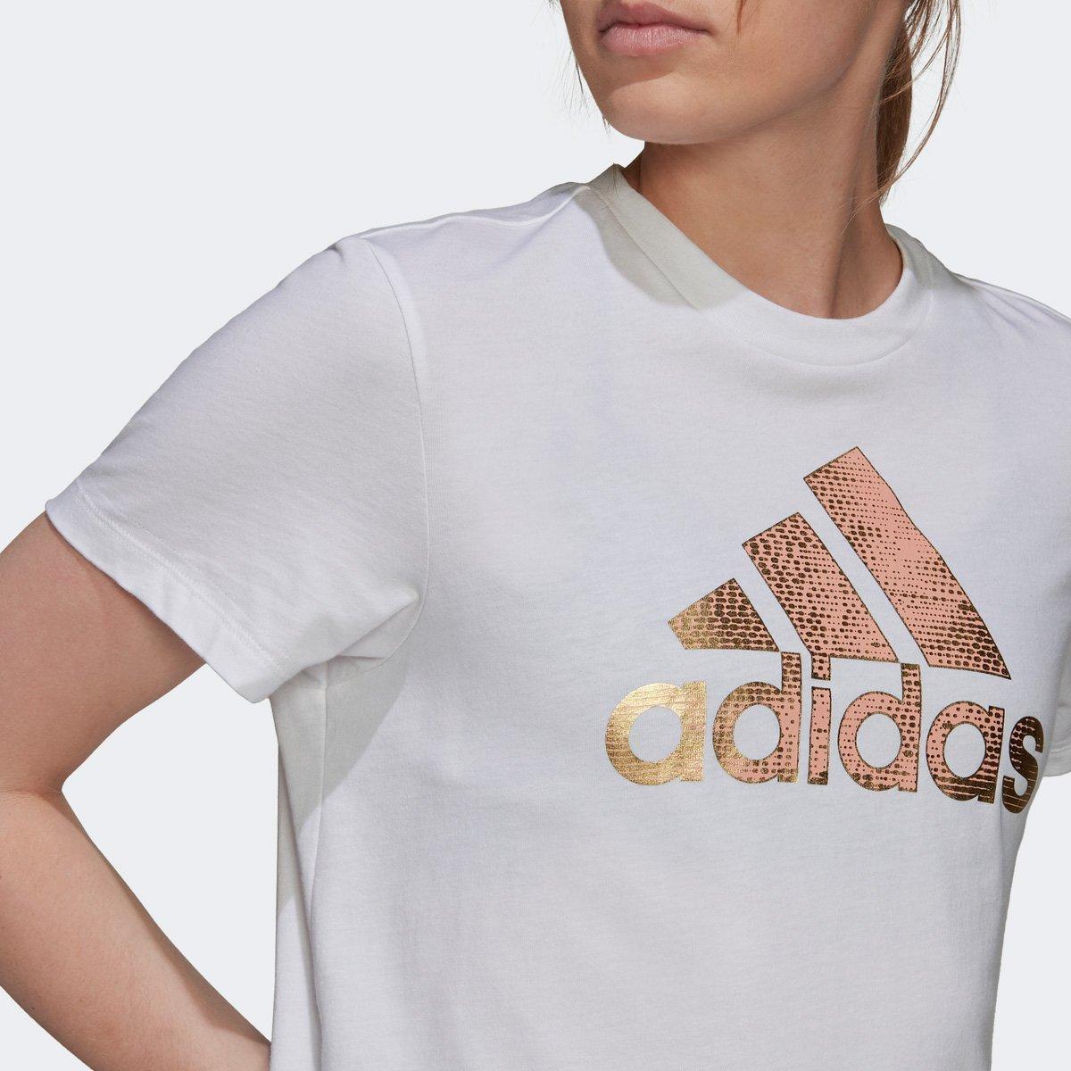 camiseta adidas logo dourado