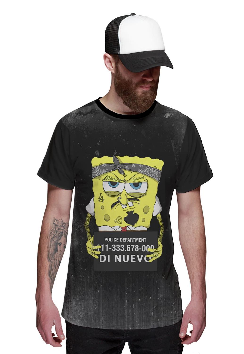 camisa de botao bob esponja