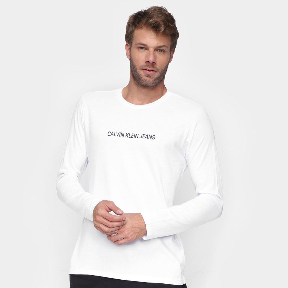 camiseta calvin klein manga longa masculina