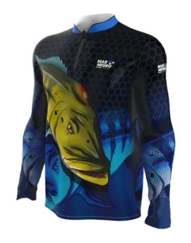 camisa de pesca azul
