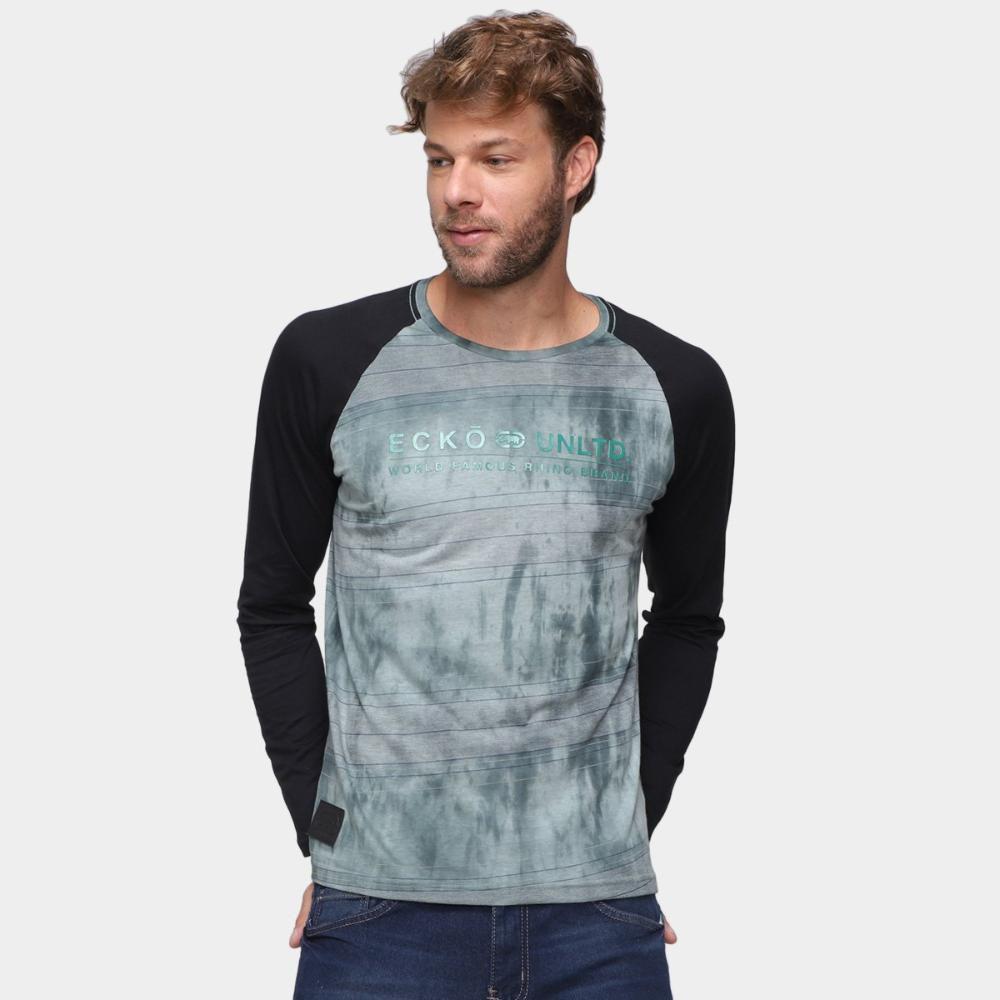 camiseta manga longa masculina ecko