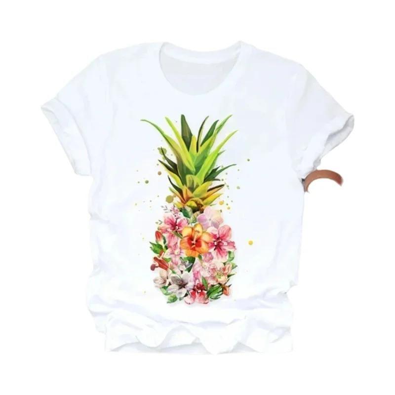 T Shirt Feminina Camisa De Abacaxi Feminina Camiseta Gráfica