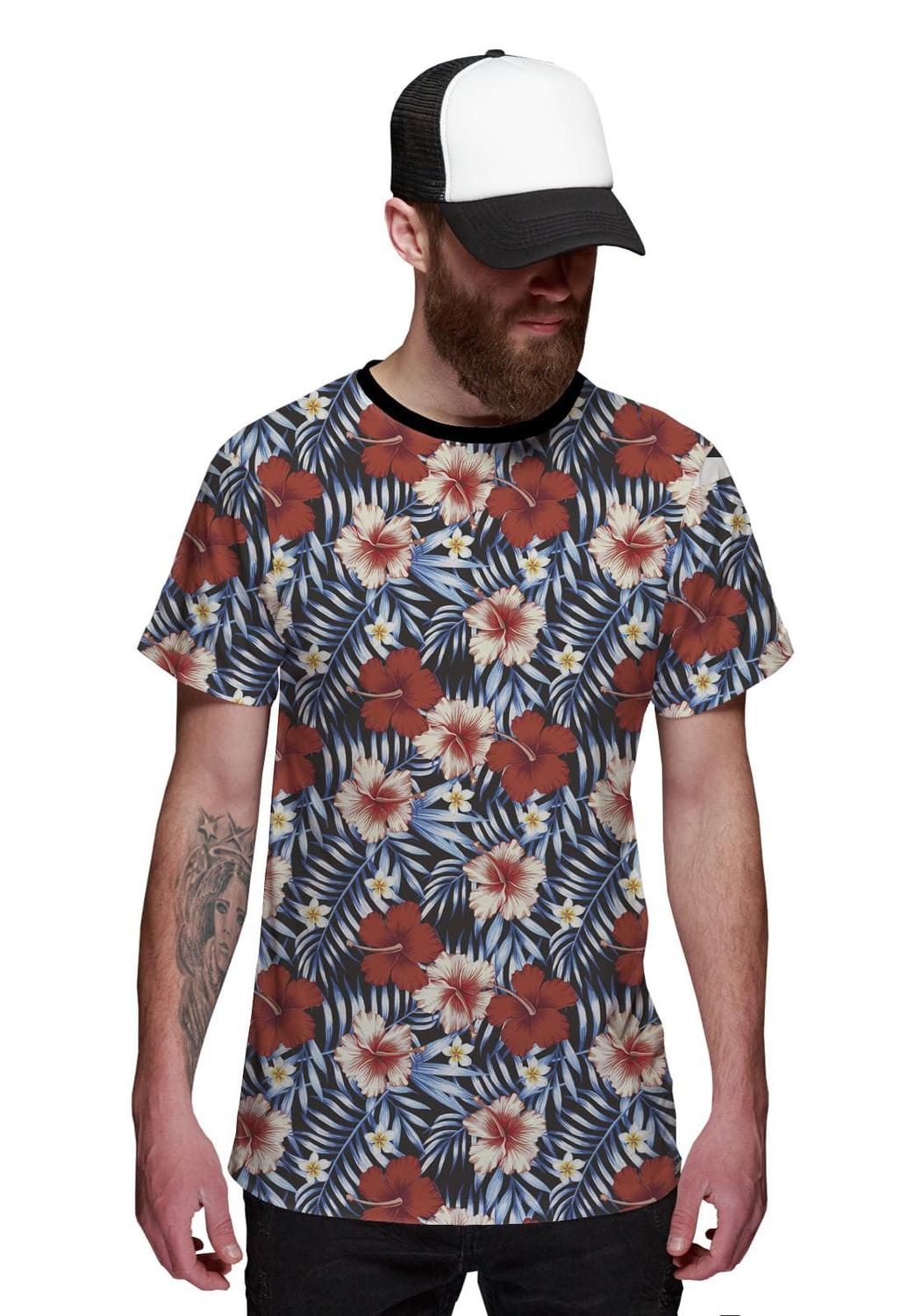 camiseta com estampa de flores
