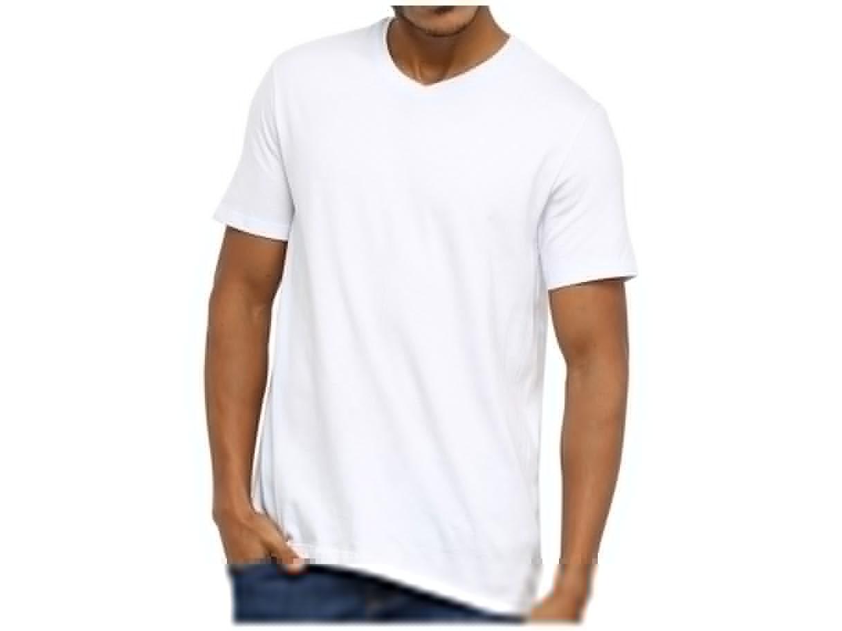 camiseta branca gola v masculina hering