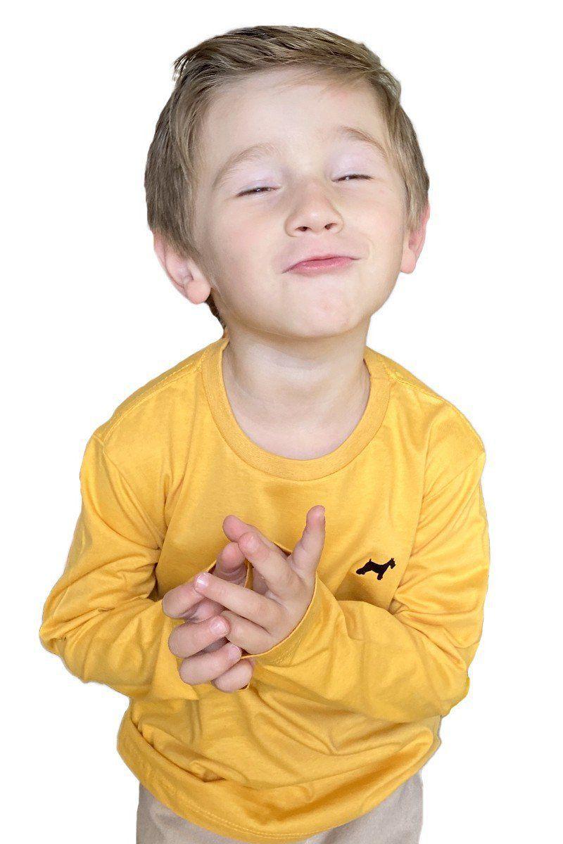 Camiseta Infantil Menino Manga Longa Amarela Oliver Jr - Moda Infantil -  Magazine Luiza