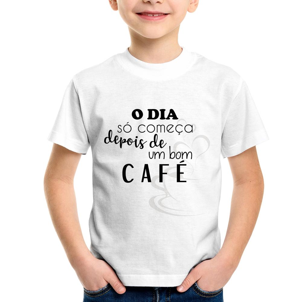 Camiseta Infantil O dia só começa depois de um bom café - Branco - Foca na  Moda - Camiseta Infantil - Magazine Luiza