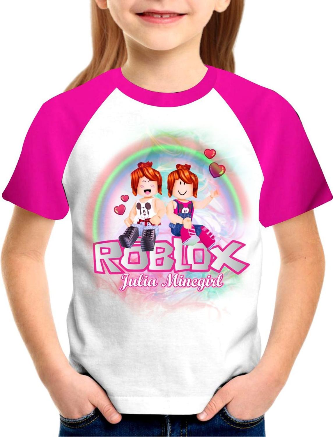 Vestido ou Camiseta Infantil Roblox Minegirl com Nome