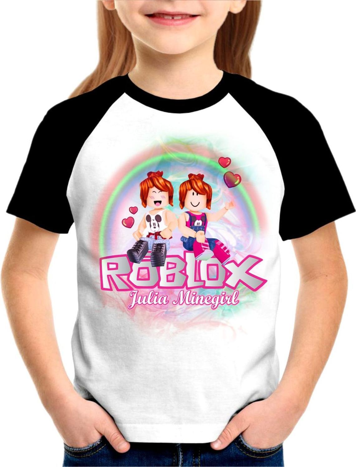 Camiseta blusa preta Infantil Roblox menina julia minegirl