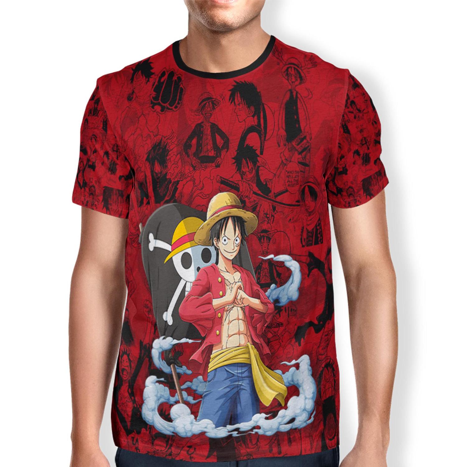 Camiseta infantojuvenil Luffy pirata 4-12 vermelha, One Piece