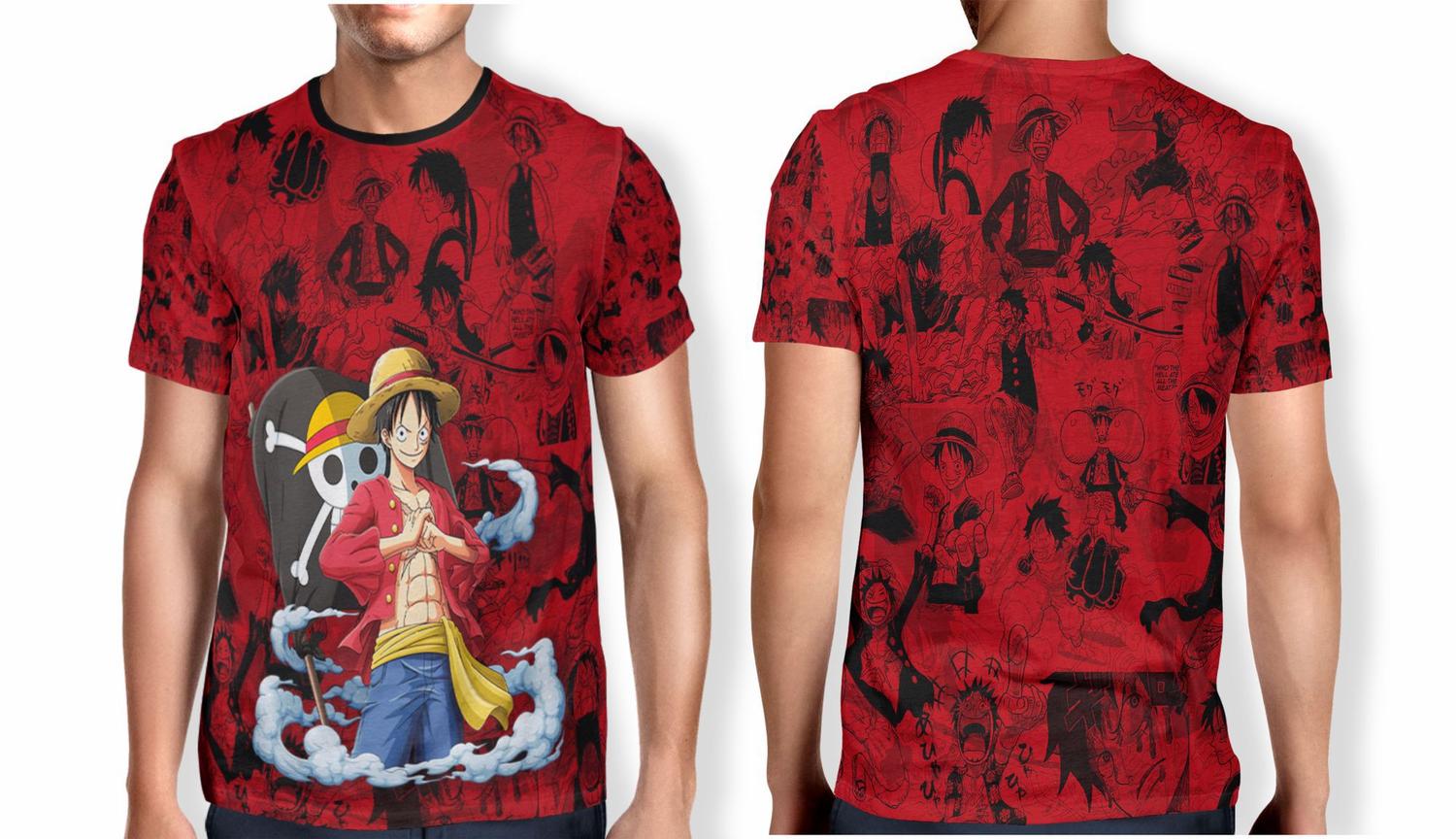 Camiseta infantojuvenil Luffy pirata 4-12 vermelha, One Piece