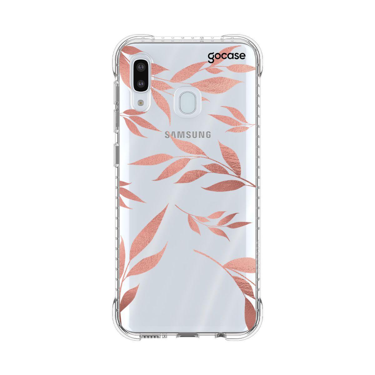 Capa Anti Impacto Slim Samsung Galaxy A30 Folhas Rose Gold - Gocase -  Capinha de Celular - Magazine Luiza