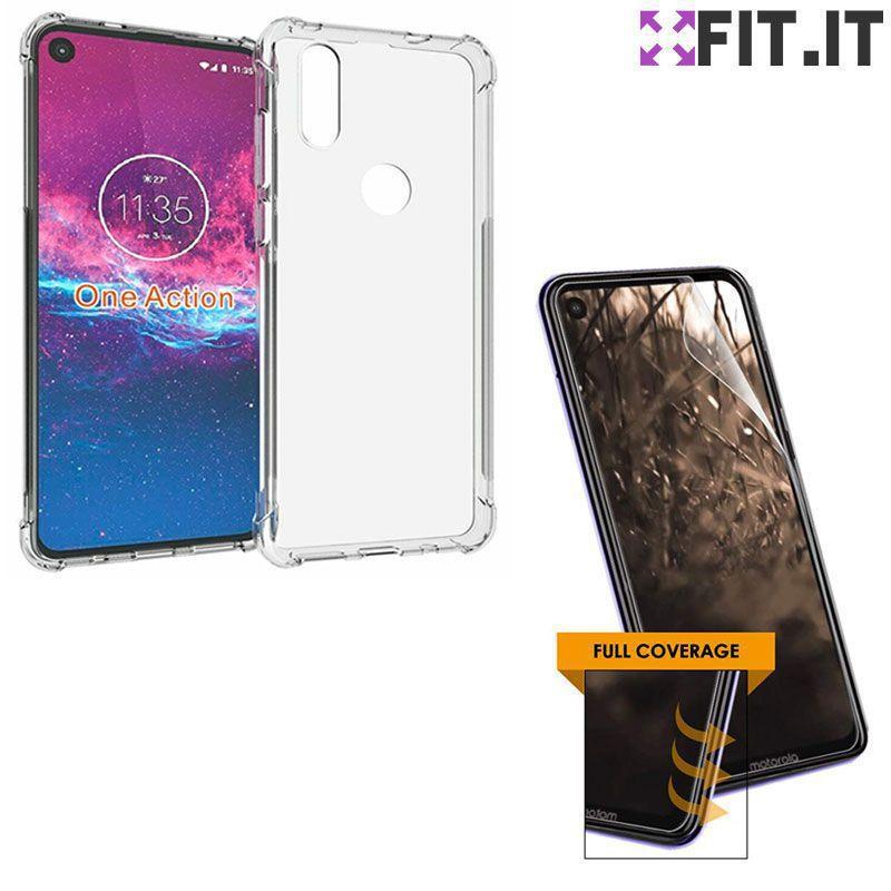 Capa Antiqueda Impactos Motorola One Action + Película de Gel Transparente  - FIT IT - Película para Celular - Magazine Luiza