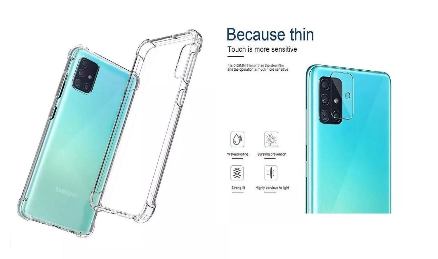 Capa Antishock Reforçada Samsung Galaxy A51 + 01 Película De Gel + 01  Película Da Lente, Acompanha Kit Sachê - DV ACESSORIOS - Capinha de Celular  - Magazine Luiza