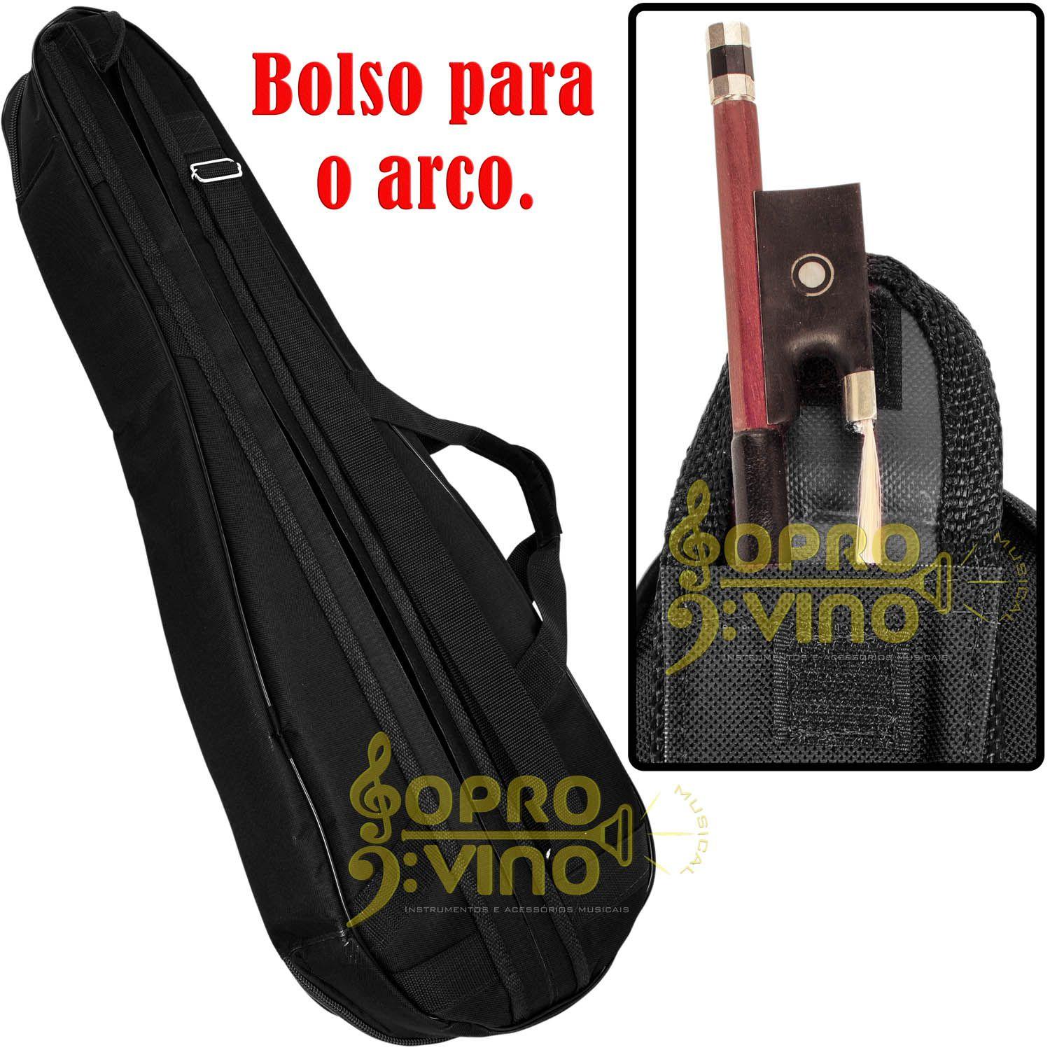 Capa Bag Violino Extra Luxo com Bolsos Cor Preto LP Bags + Flanela
