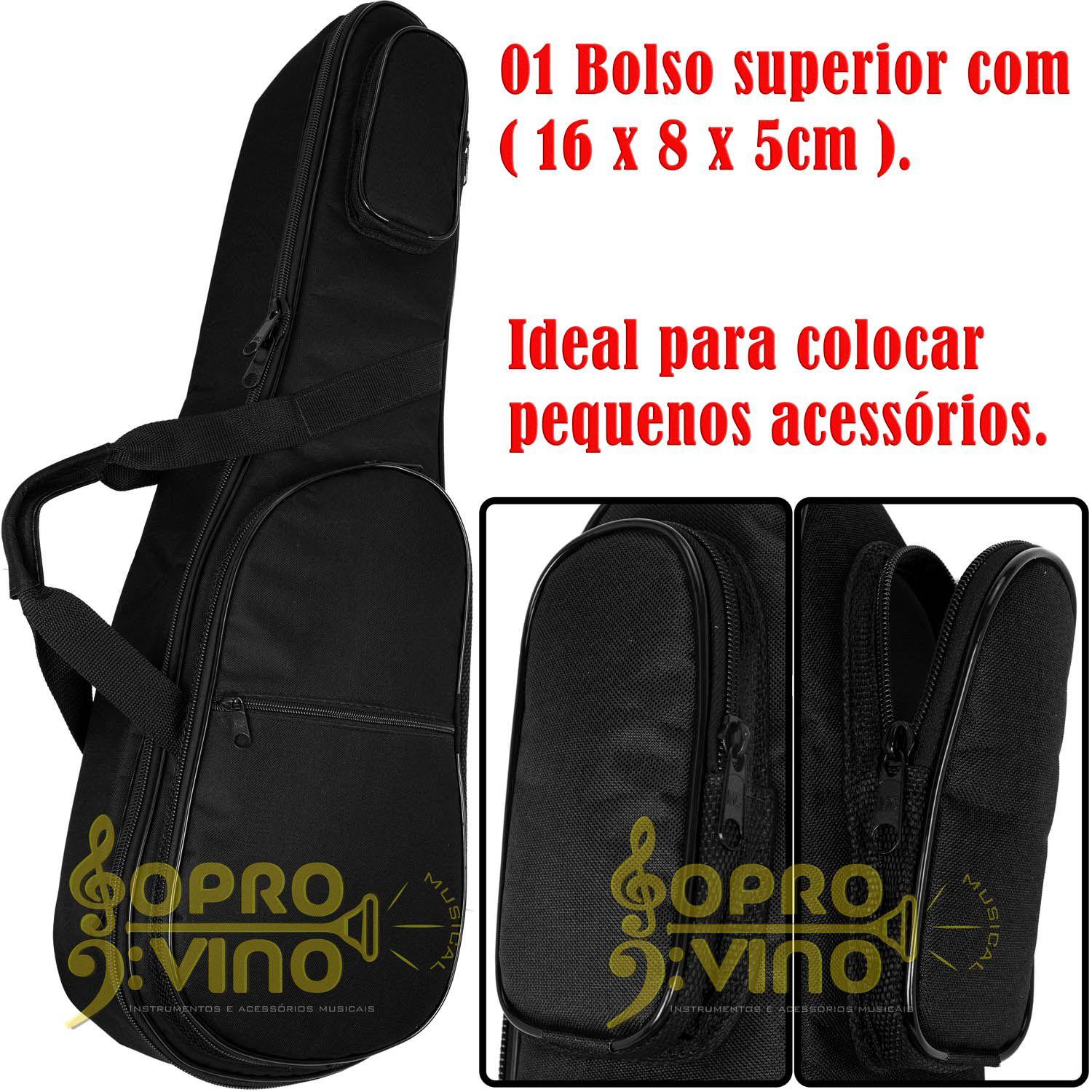Capa Bag Violino Extra Luxo com Bolsos Cor Preto LP Bags + Flanela