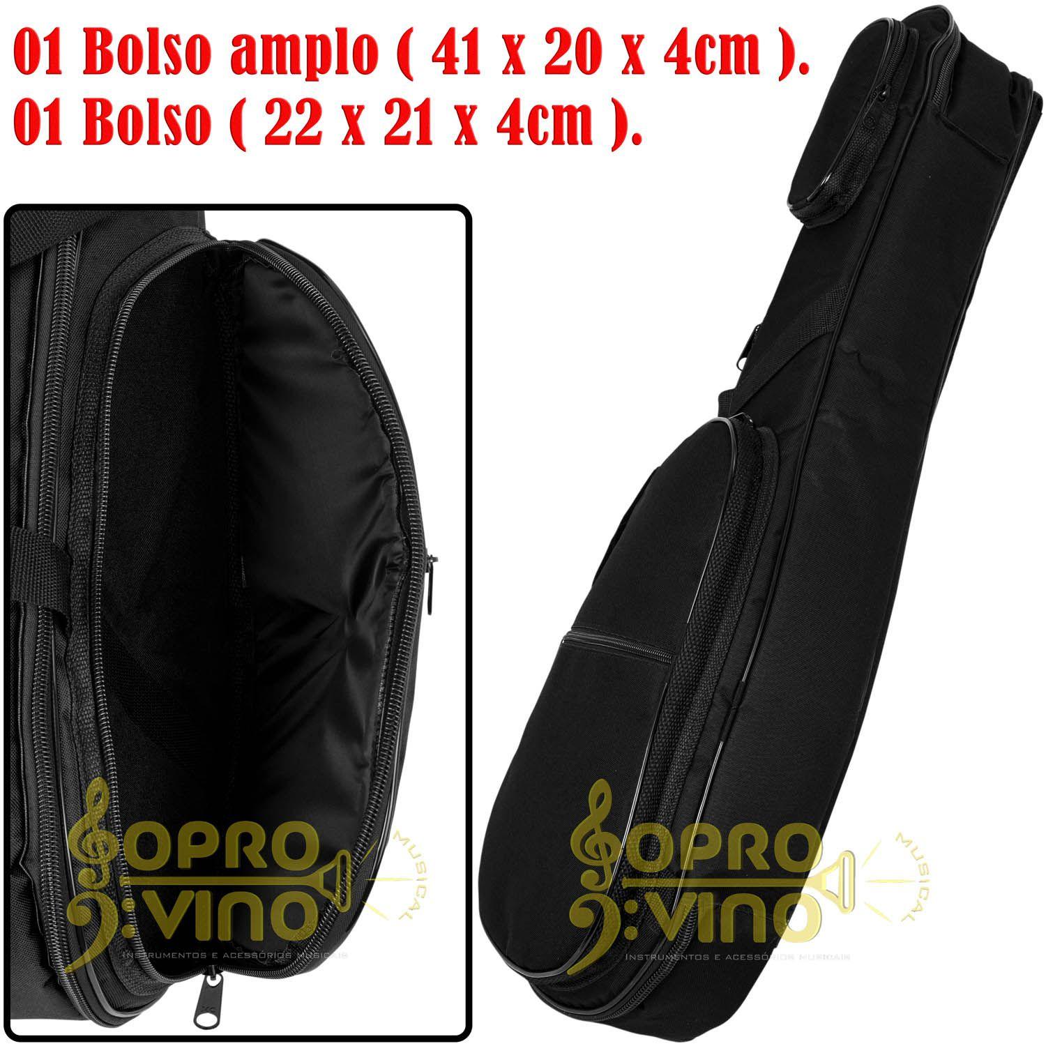 Capa Bag Violino Extra Luxo com Bolsos Cor Preto LP Bags + Flanela