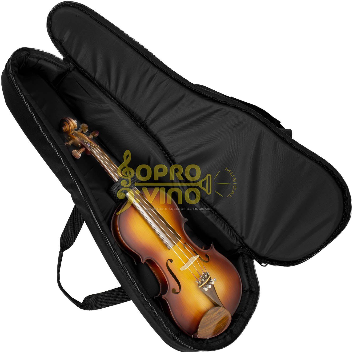 Capa Bag Violino Extra Luxo com Bolsos Cor Preto LP Bags + Flanela