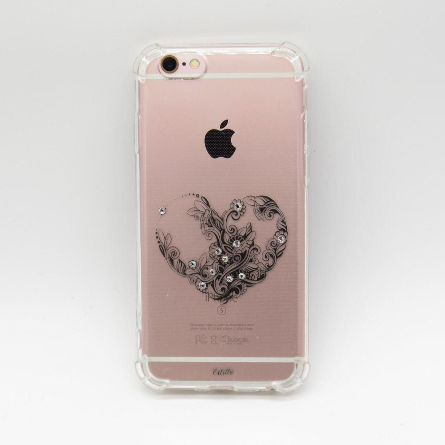 Capa Capinha Case iPhone 6/6S Cristal Estillo Anti Shock Feminina Estampada  coração preto - Capinha de Celular - Magazine Luiza