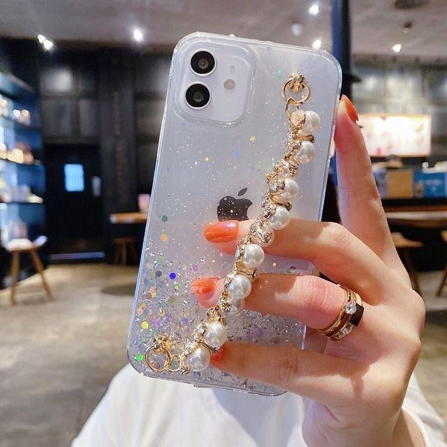 Capa Capinha Case Silicone Glitter Brilho Com Corrente De Perolas Premium  Luxo - iPhone XR - Malis Case - Capinha de Celular - Magazine Luiza