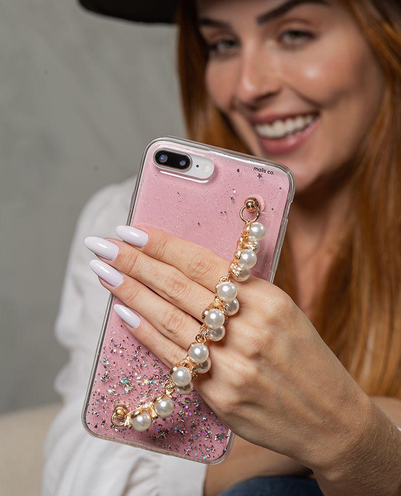 Capa Capinha Case Silicone Premium Glitter Com Corrente De Perolas Luxo -  iPhone 7/8 Plus - Malis Case - Capinha de Celular - Magazine Luiza