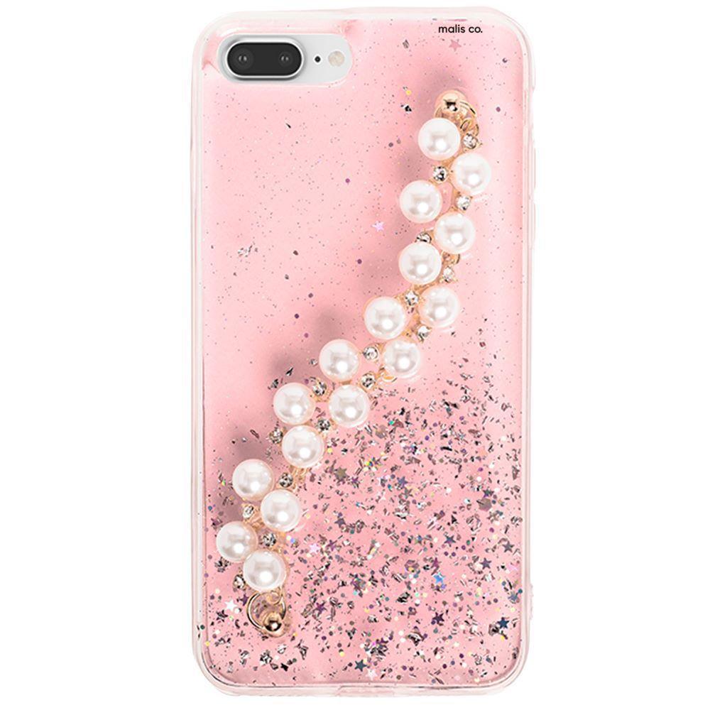 Capa Capinha iPhone 7/8 Plus / Silicone Premium Glitter Corrente de Perolas  Luxo - Rosa - Malis Case - Capinha de Celular - Magazine Luiza