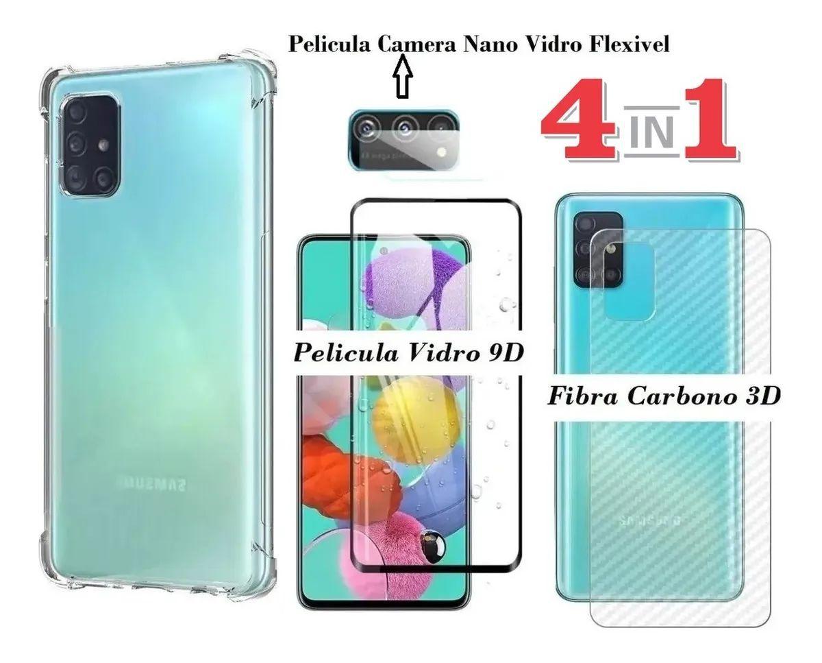 Capa Case Anti Impacto Galaxy A51 + Pelicula Vidro 9D + Pelicula Camera +  Skim Verso 3D - Flex - Kit Capinha e Película para Celular - Magazine Luiza
