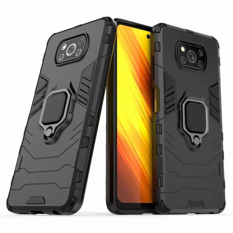 Capa Case Capinha Poco X3, X3 NFC e X3 Pro - 4em1 Anti Impacto Choque Shock  Queda Armor Militar Protetora com Anel de dedo e Base - Protect Armor Case  - Capinha