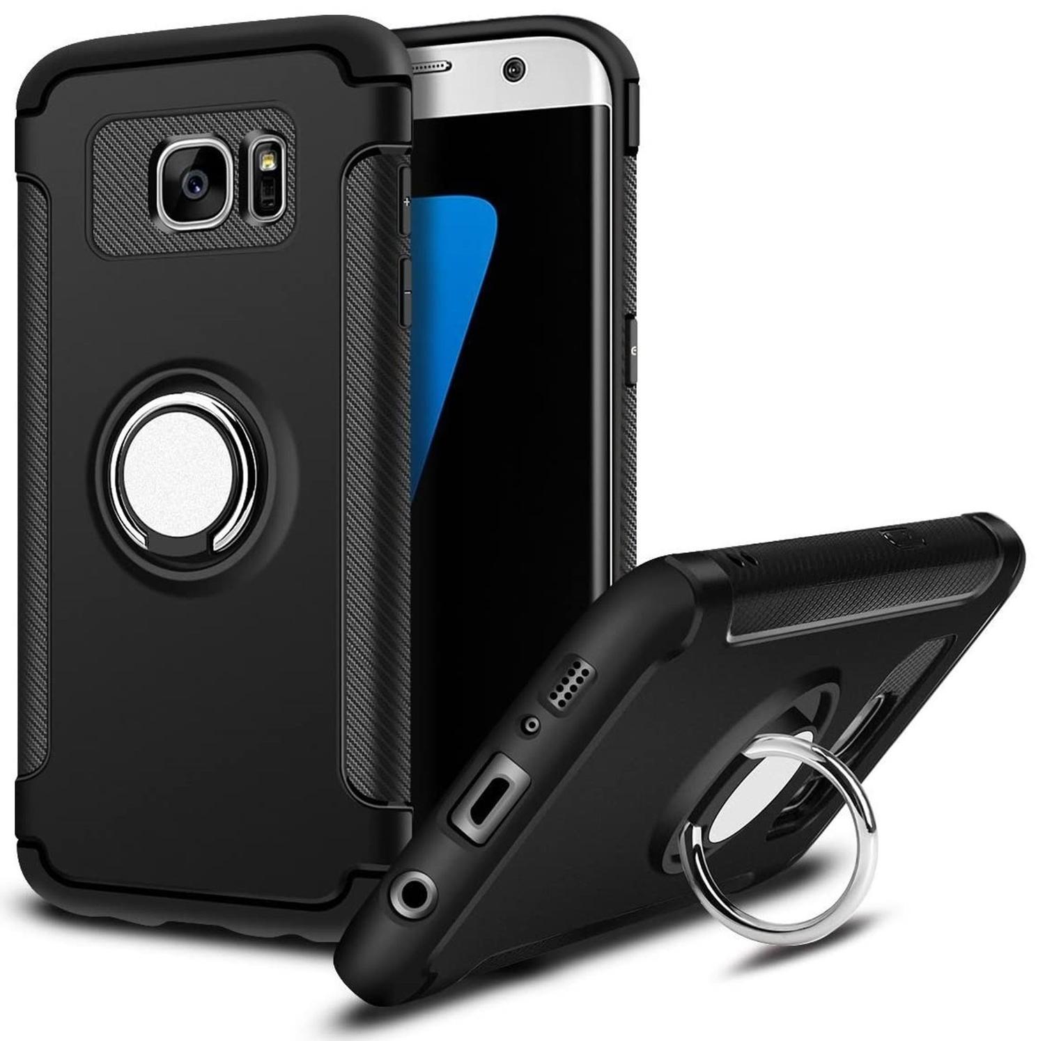 Capa Case Protetora Samsung Galaxy S7 Edge (Tela 5.5) Carbon Com Stand e  Anel 360 - Preto - Capinha de Celular - Magazine Luiza