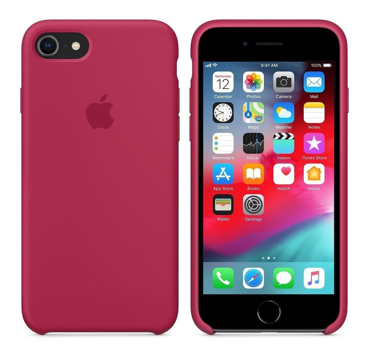 Capa iPhone 7/8 Plus Silicone Case Rose Red + Película de
