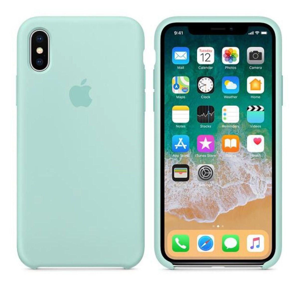 Capa para iPhone XR Silicone Case VerdeÁgua + Película