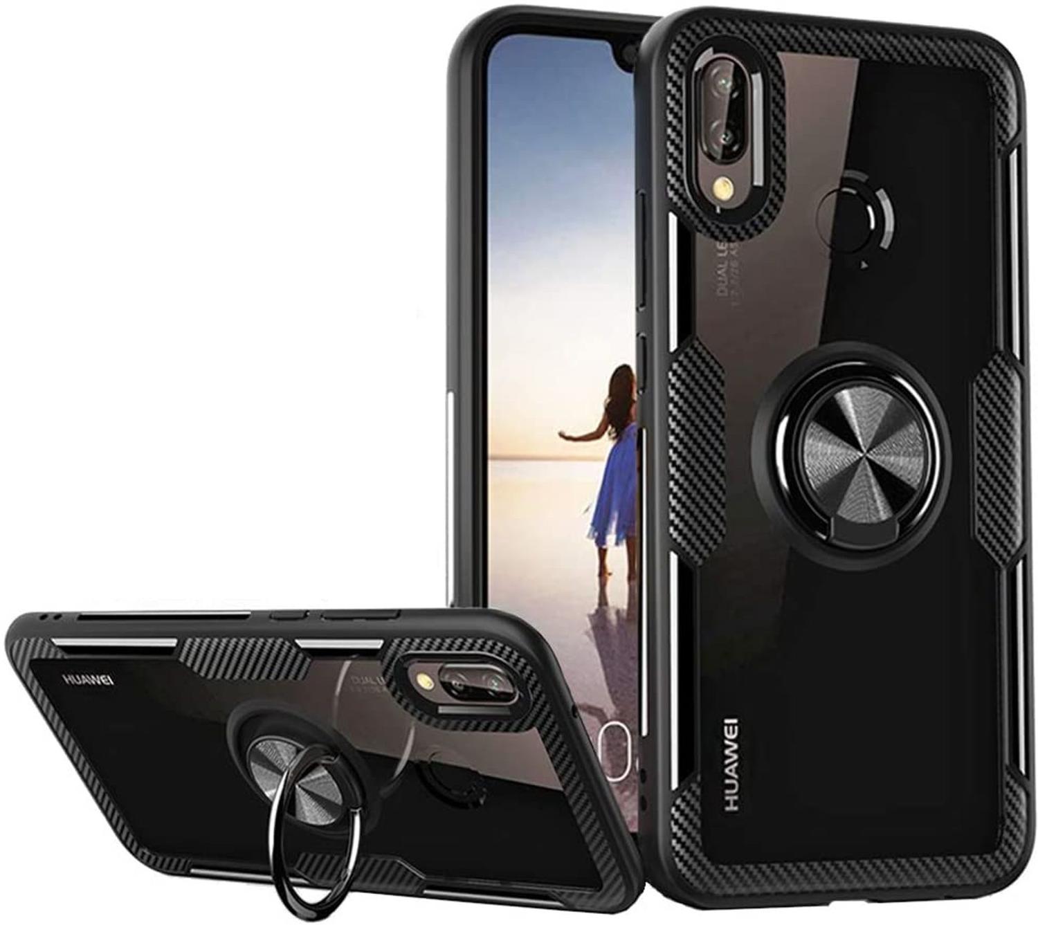 Capa Protetora Huawei P20 Lite/Nova 3e (2018) (Tela 5.84) Carbon Clear Com  Stand e Anel 360 - Preto/Transparente - Capinha de Celular - Magazine Luiza