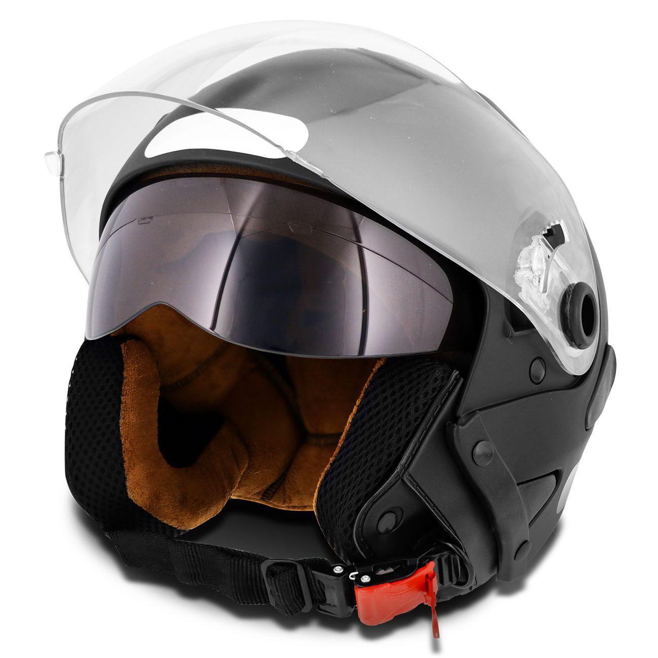 Capacete Aberto EBF Freedom Solid Preto Fosco com Viseira Solar - Ebf ...