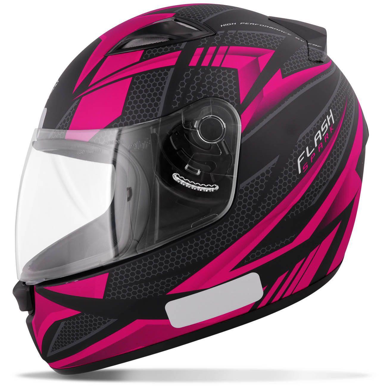 Capacete Fechado Feminino EBF New Spark Flash Preto Fosco e Rosa - EBF ...