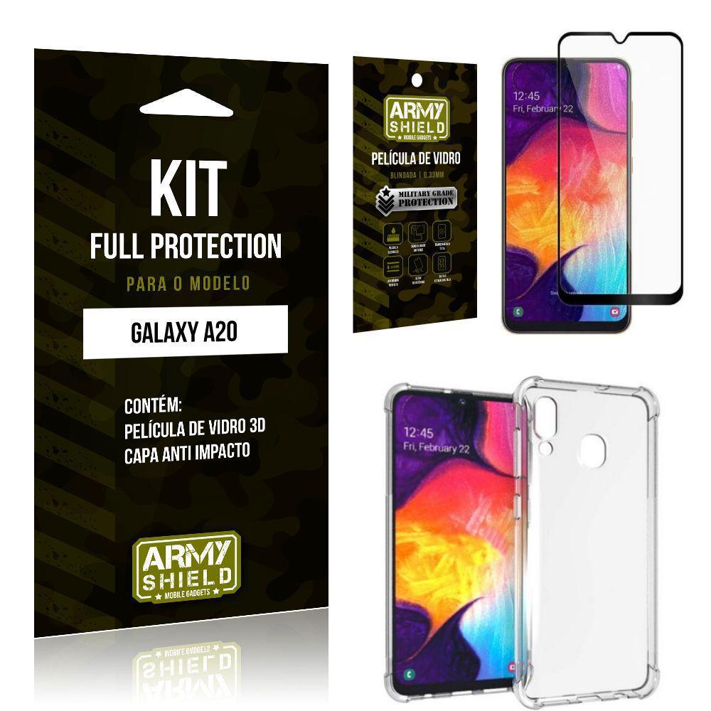 Kit Capa Anti Impacto Samsung Galaxy A20 + Película Vidro 3D no Shoptime