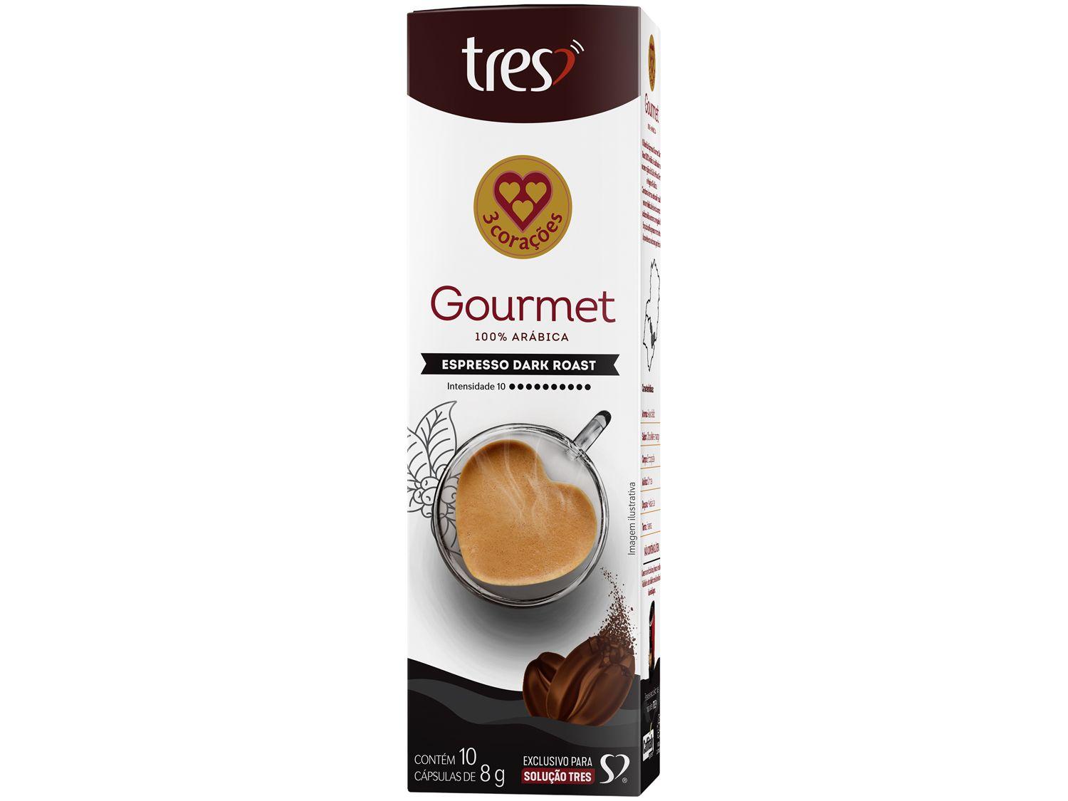 Cápsula de Café Espresso Dark Roast 3 Corações Arábica 10 Cápsulas
