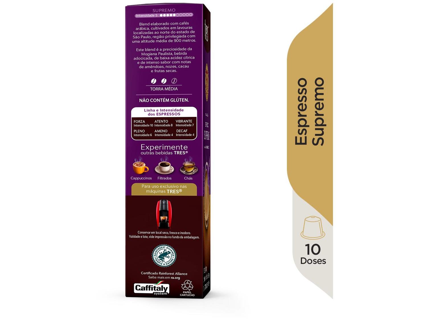 Cápsula de Café Espresso Supremo TRES 3 Corações