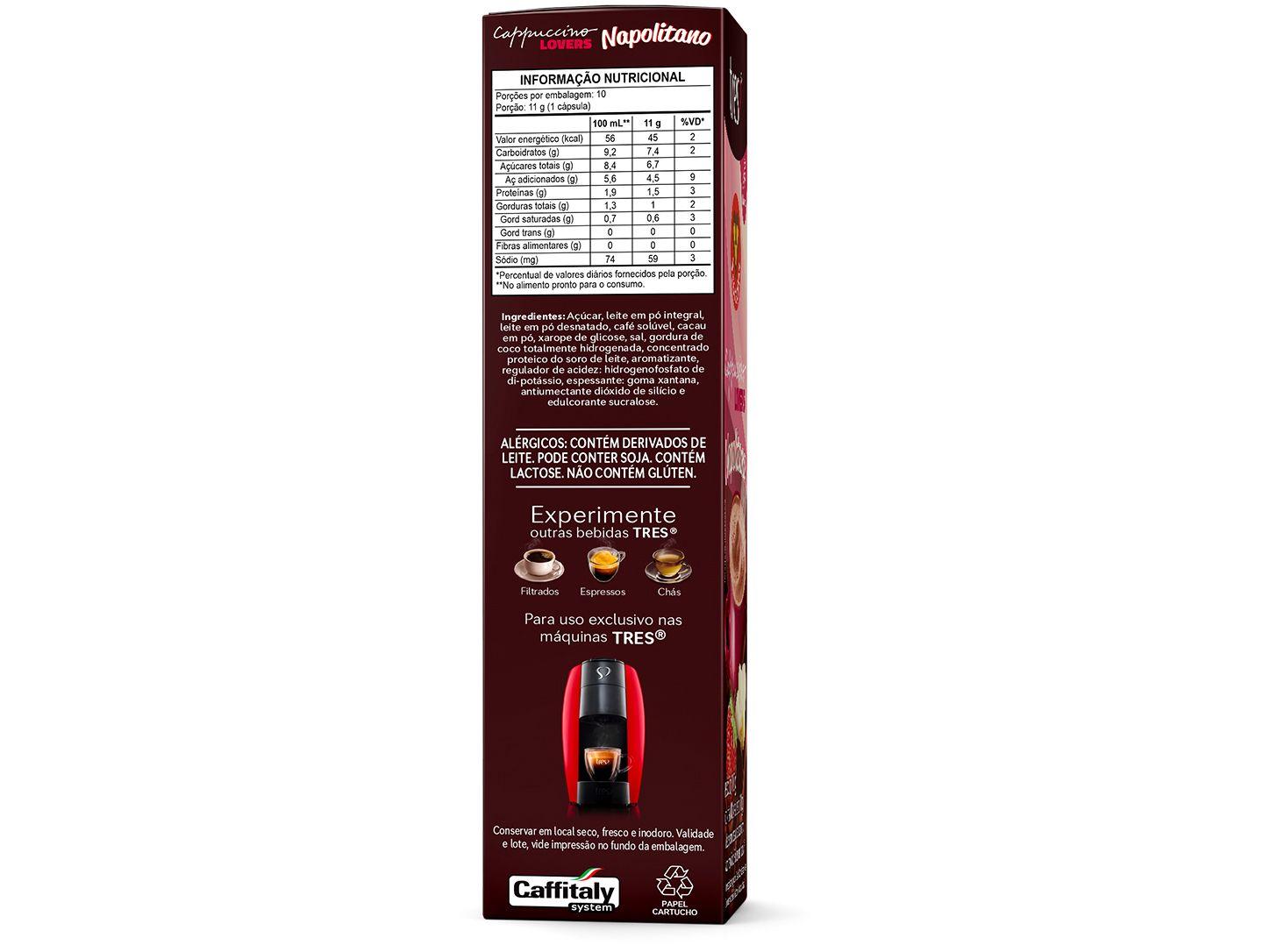 Cápsula de Café Napolitano Três Corações Cappuccino 10 Cápsulas