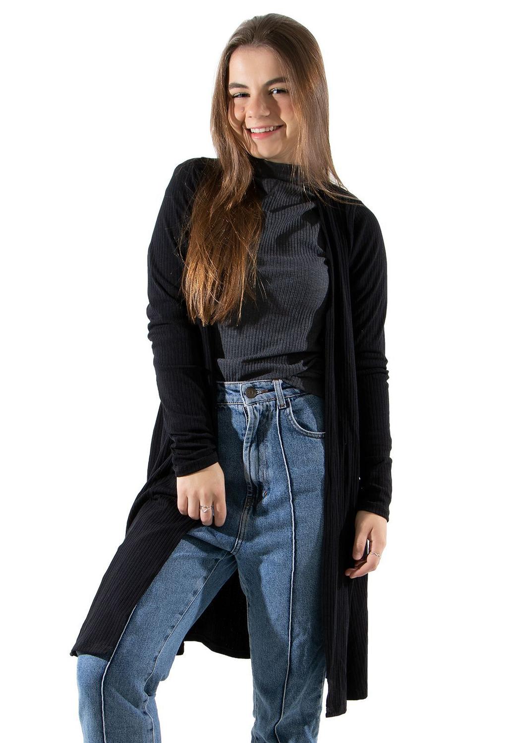 cardigan branco comprido