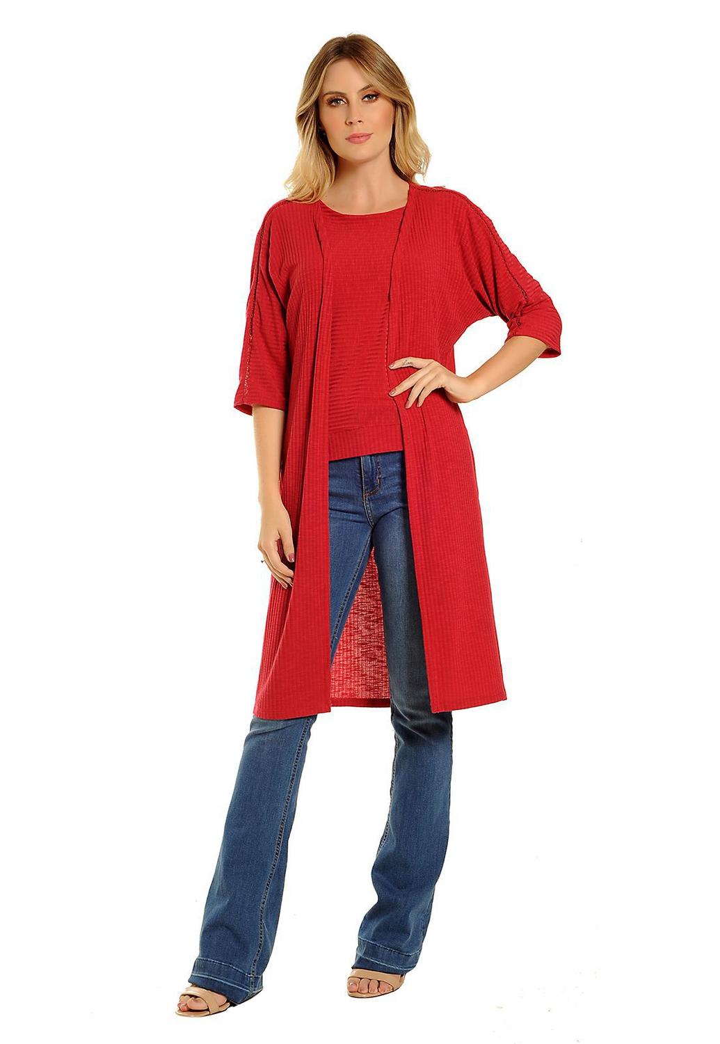 cardigan de renda longo