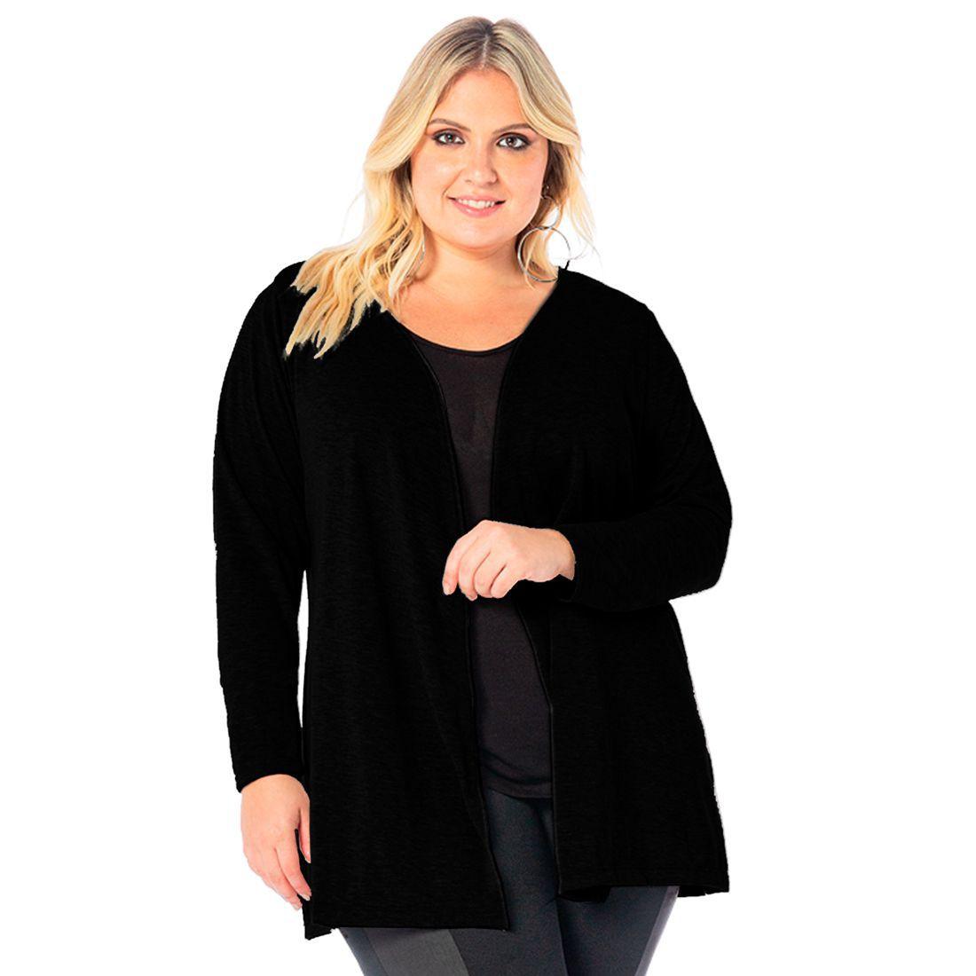 cardigan preto feminino plus size