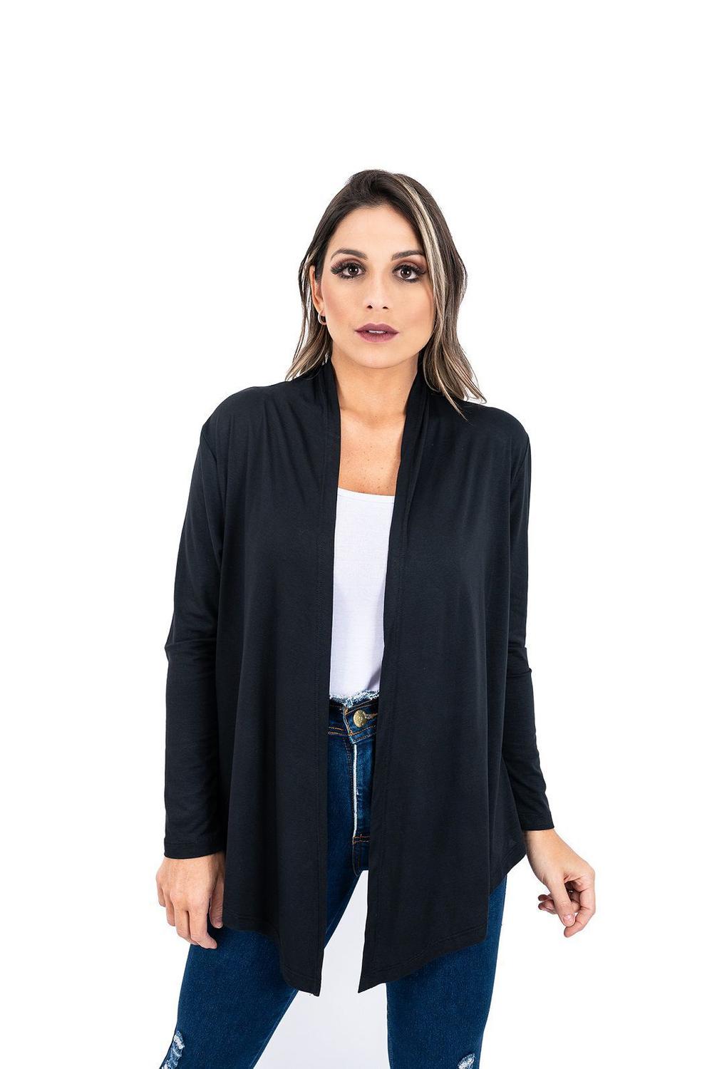 cardigan plus size preto