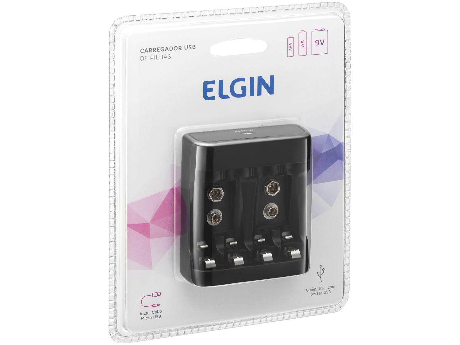Carregador de Pilhas Elgin AA e AAA