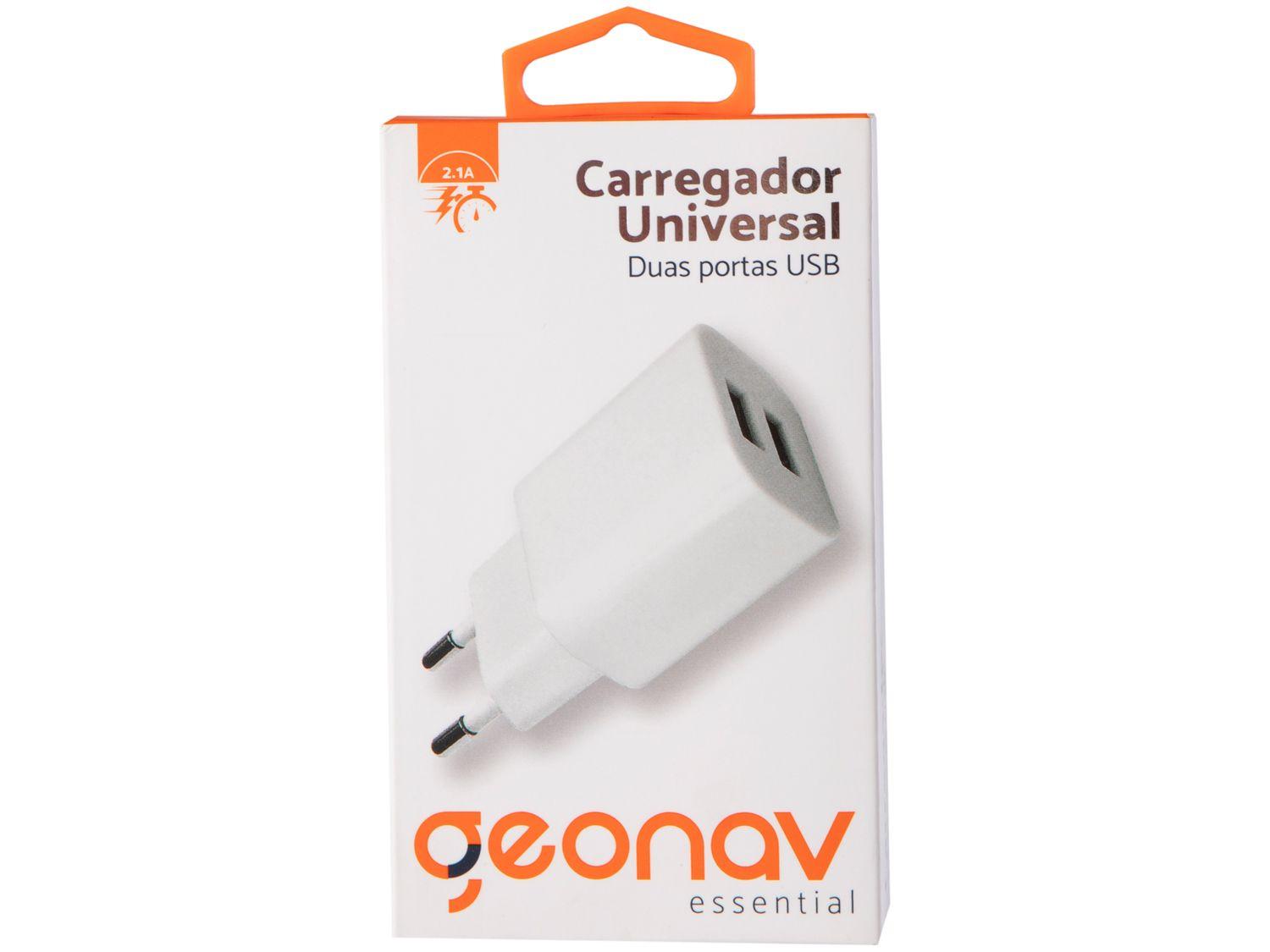 Carregador de Tomada Universal 2 Entradas USB Geonav Essential