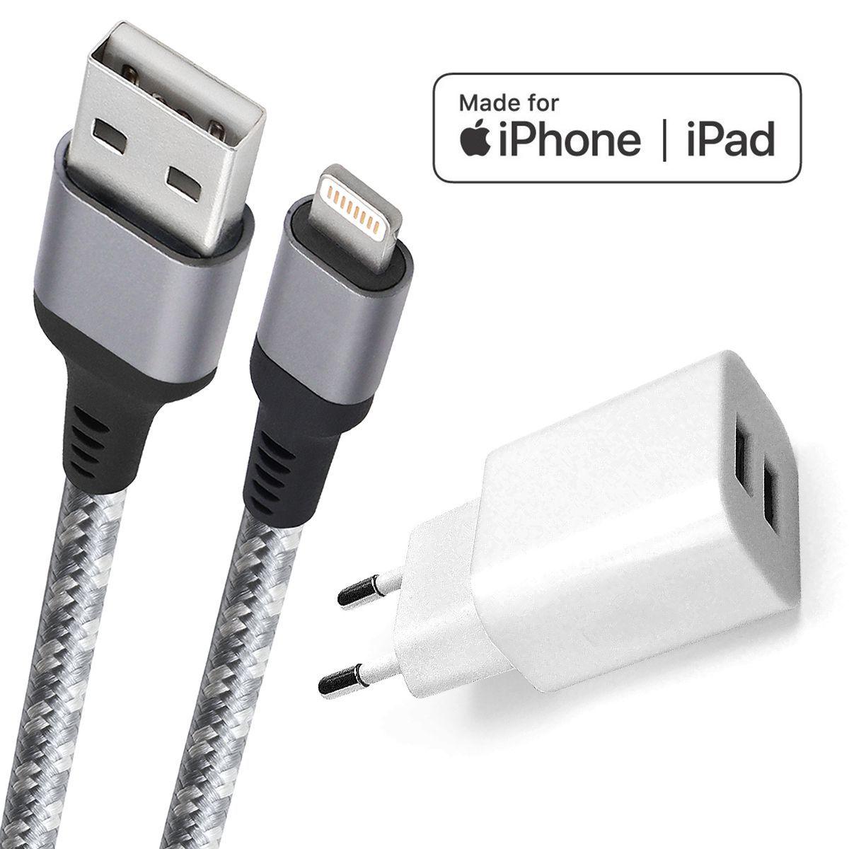 Carregador iPhone com cabo Lightning original MFI Geonav em nylon