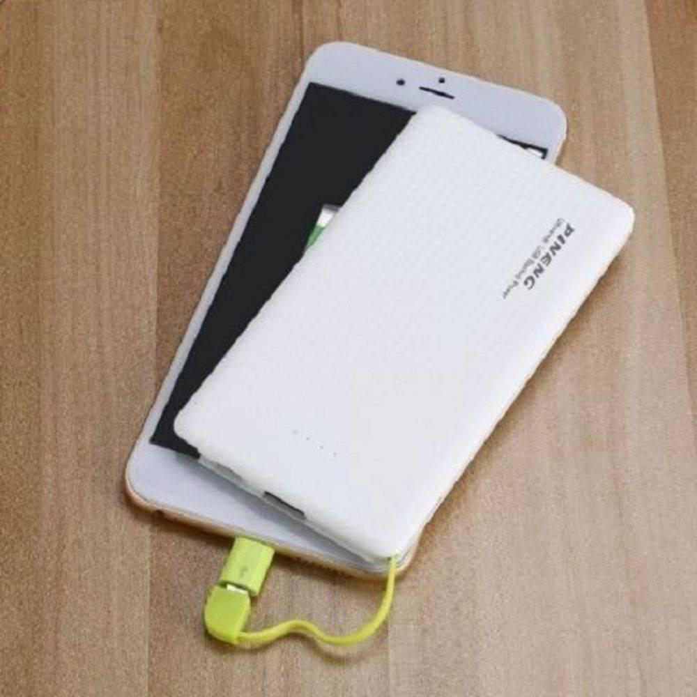 Carregador portatil pineng 10000mah slim branco compativel